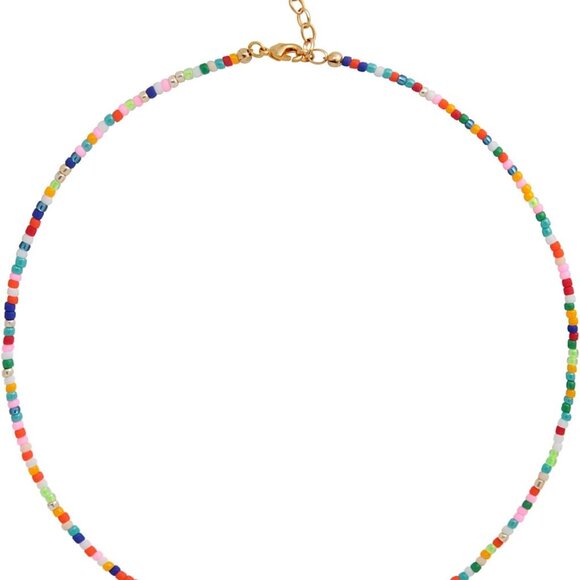 Jewelry - Freshwater Pearl Beaded Necklace for Women Handmade Boho Colorful Glass Beads Ch